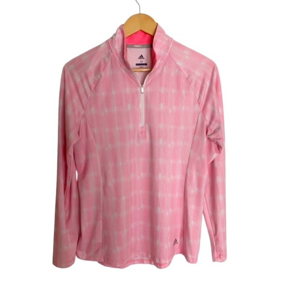 Adidas Golf Pink & White 1/4 Zip Pullover Medium